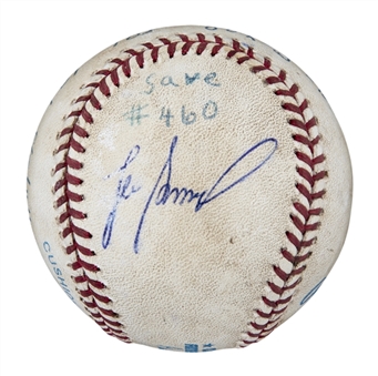 1995 Lee Smith Game Used/Signed Career Save #460 Baseball Used on 08/05/95 (Smith LOA)